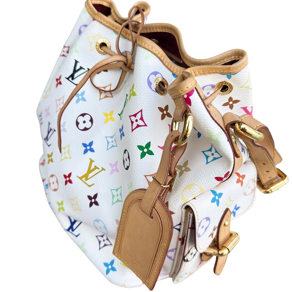 Louis Vuitton Petit Noe Bucket Bag Shoulder Hobo Monogram Multicolor Blanc White - Picture 12 of 12